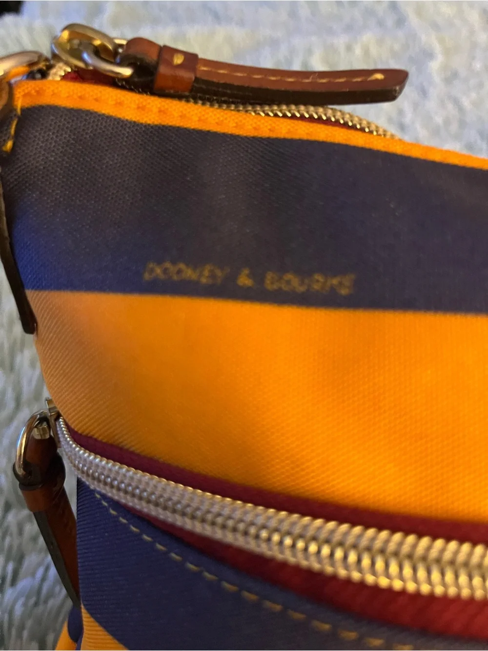 Dooney & Burke Crossbody Bag EUC Orange/ Navy Stripe